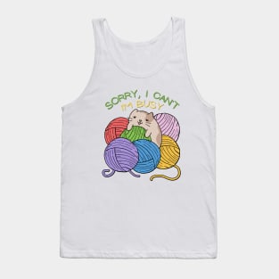 Sorry I cant Im busy cat in glasses funny sarcastic messages sayings and quotes Tank Top